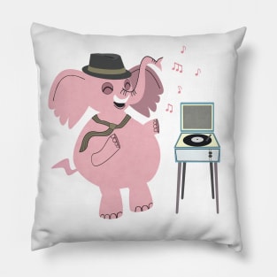 Retro Pink Elephant Pillow