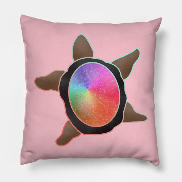 Pride Flag Space Turtle Philly Rainbow Flag Pillow by nhitori