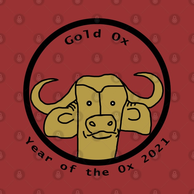 Small Portrait of a Gold Ox for Year of the Ox 2021 by ellenhenryart