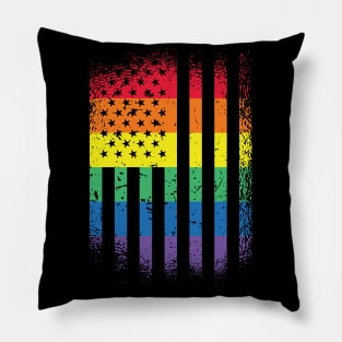 Pride American Flag Rainbow Flag Pillow