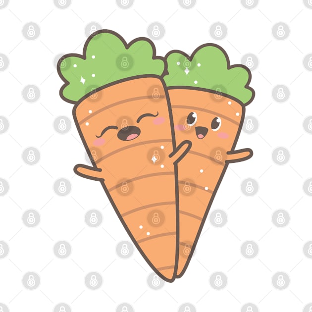 Cute Happy Kawaii Carrots by MedleyDesigns67