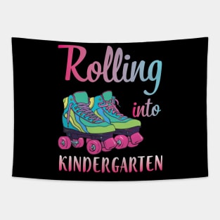 Rollerblading Students Rolling Into Kindergarten First Day Of School Tapestry