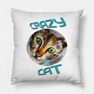 Crazy Cat Calico Cat Pillow