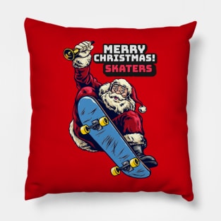 Merry Christmas Skaters Santa Claus Pillow