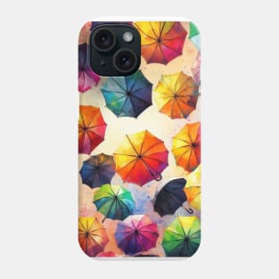 Psychedelic looking abstract illustration of umbrellas Phone Case