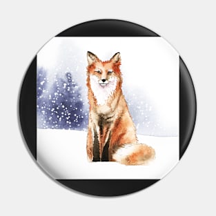 Fox in the White Snow Pin