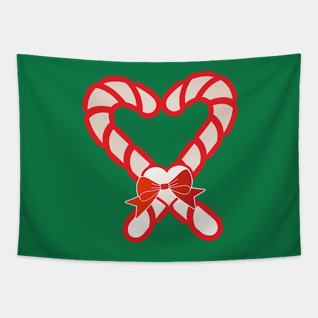 CANDYCANE HEART Tapestry by BoneArtPetite