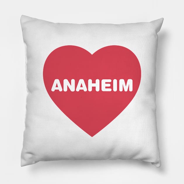 Anaheim California Bold Red Heart Pillow by modeoftravel