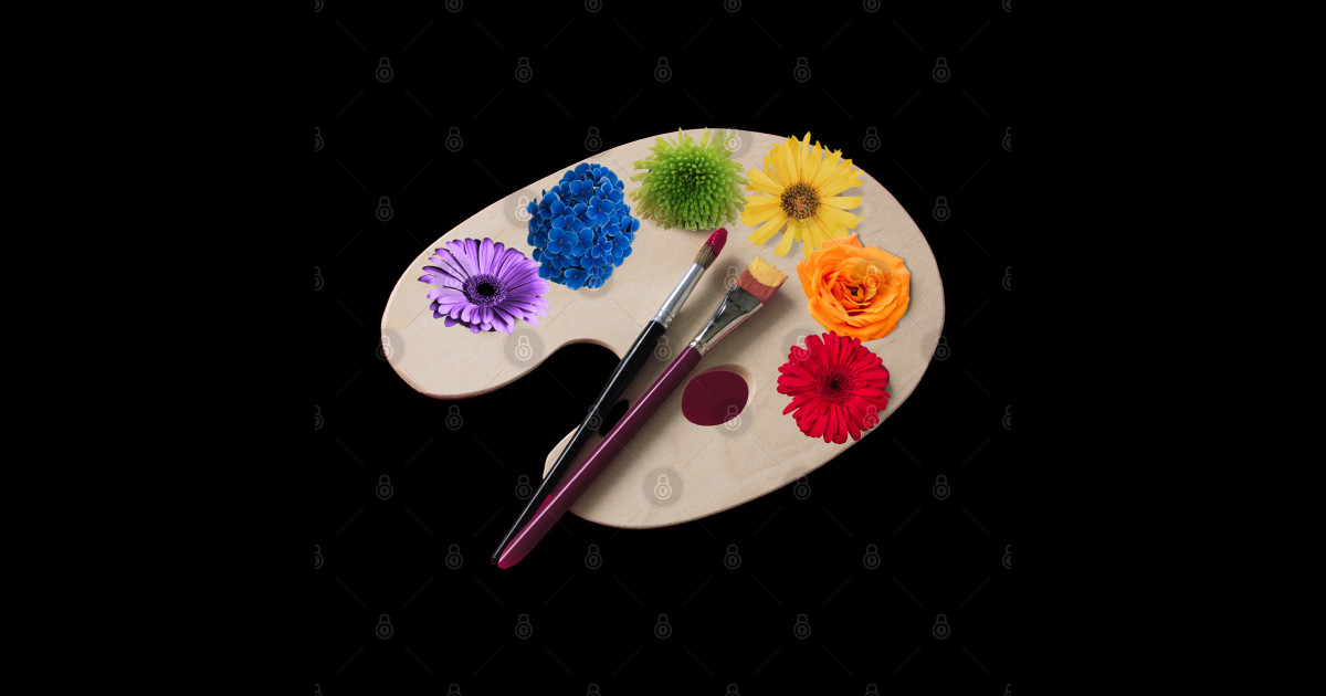 PAINT PALETTE OF FLOWERS, ARTIST PALETTE OF FLOWERS Paint Palette
