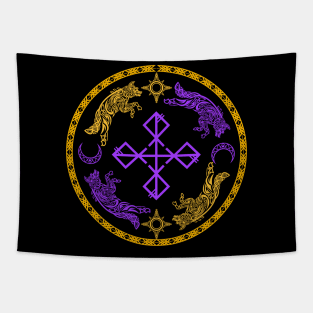 Skoll And Hati Color Tapestry