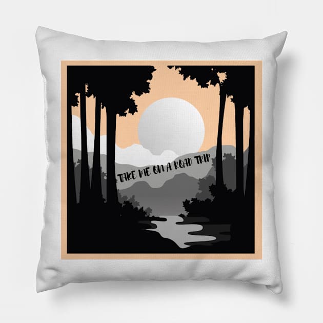 Take me on a road trip Pillow by BrushingBlu-LTD