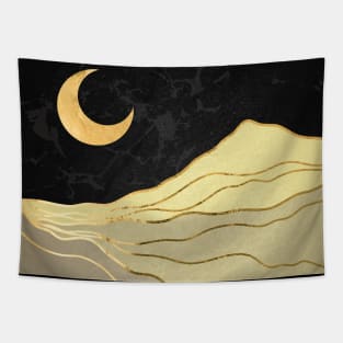 Gold landscape with moon #5 Tapestry