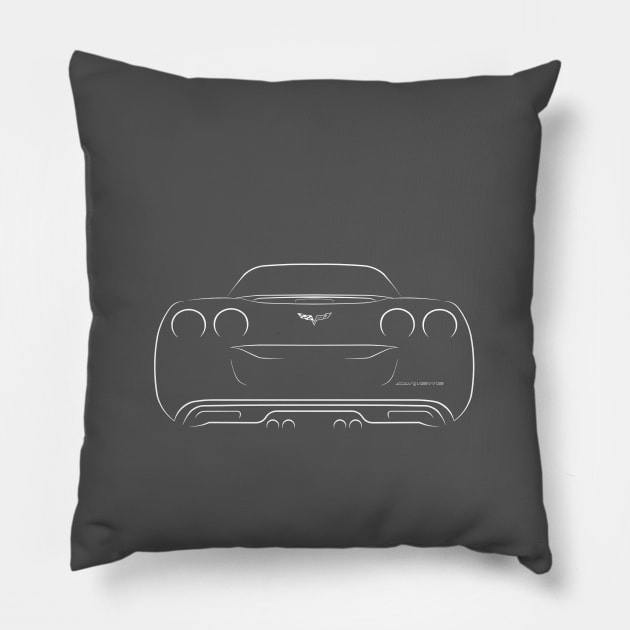 Chevrolet Corvette C6 - rear stencil, white Pillow by mal_photography