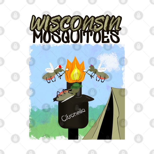 Wisconsin Mosquitoes Cartoon - Camping by Tiki Torch by ButterflyInTheAttic