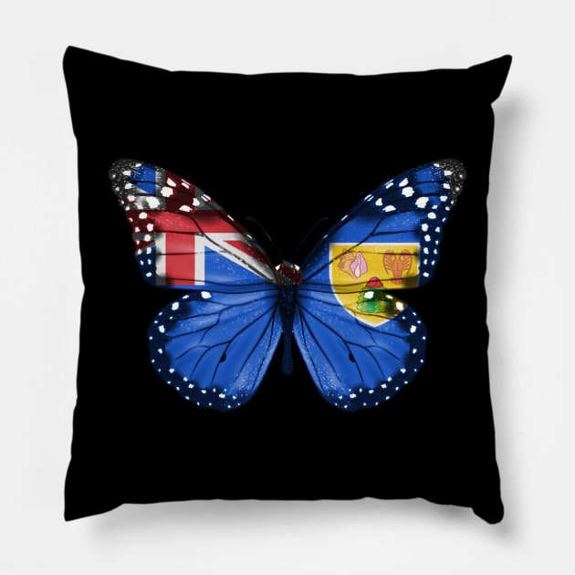 Turks And Caicos Flag  Butterfly - Gift for Turks And Caicos From Turks And Caicos Pillow by Country Flags