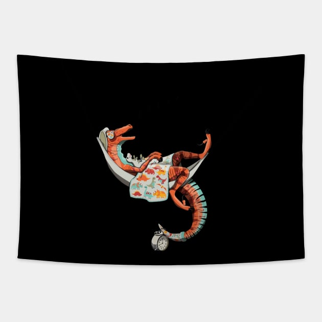 Dinosaur Velociraptor Sleeping Tapestry by InTheWashroom