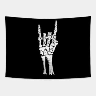 Skeleton Hand Sign Devil Horns Hand Gesture Tapestry