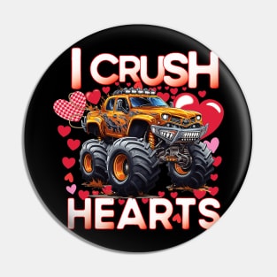 I Crush Hearts Monster Truck Toddler Boys Valentines Day Pin