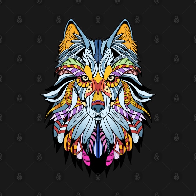 Wolf Gift Product Awesome Native American Art style Wolf Print by Linco