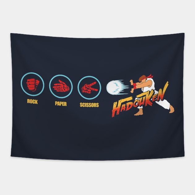 Rock Paper Scissors Hadouken Tapestry by TrulyMadlyGeekly