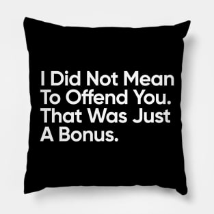 I Did Not Mean To Offend You. That Was Just A Bonus. Pillow