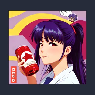 Misato Katsuragi from Evangelion in japanese beer Advertise T-Shirt