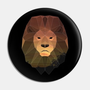 Lion Low Poly Double Exposure Art Pin