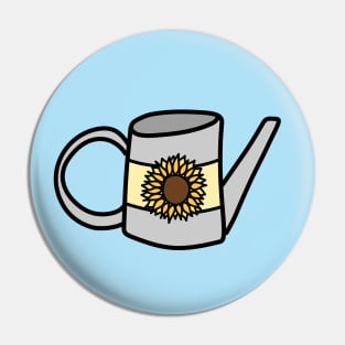 Cute Sunflower Decal on a Silver Watering Can Cartoon, made by EndlessEmporium Pin