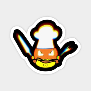 Jack O Lantern Chef Kawaii Hotdog Halloween Trick Or Treat Graphic Illustration Novelty Magnet