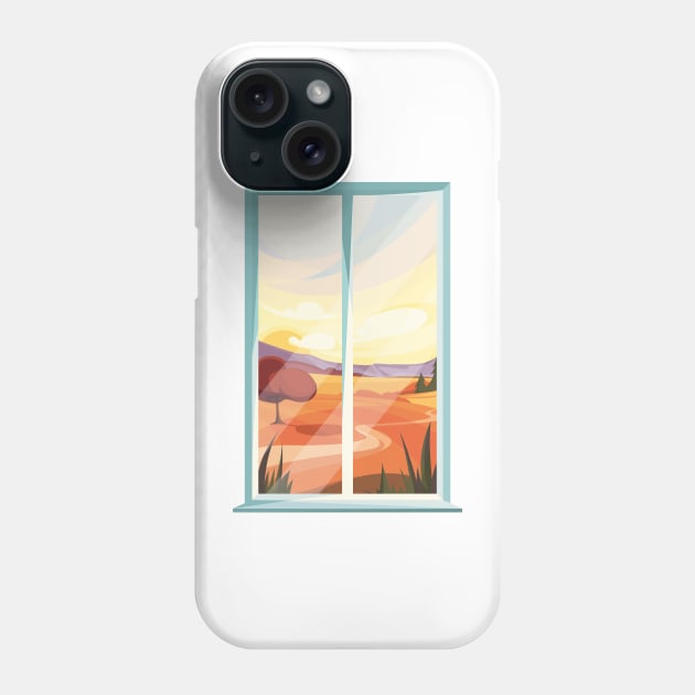 Nostalgic view through fall landscape window Phone Case by kuallidesigns