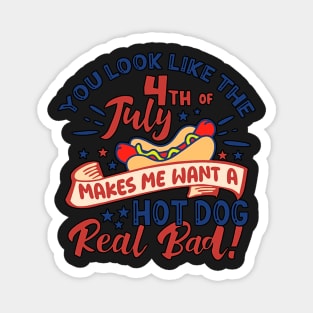 Copy of Funny 4th of July Hot Dog Wiener Comes Out Adult Humor Gift Magnet