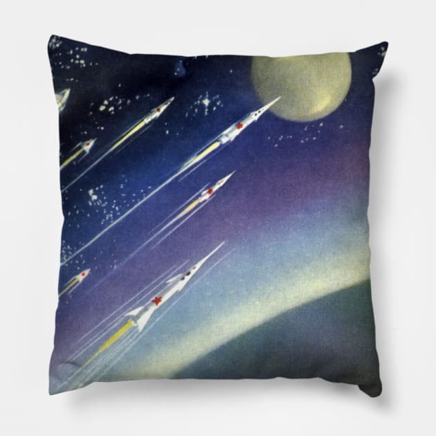 Vintage Science Fiction Pillow by MasterpieceCafe