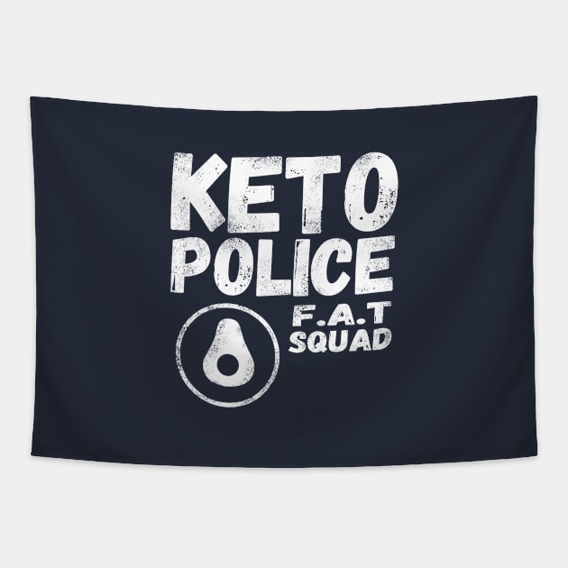 Keto Police - FAT Squad - Funny Keto Avocado Tapestry by Proste Keto