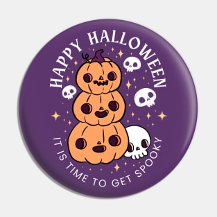 Happy halloween it is time to get spooky a cute pumpkin pile Pin