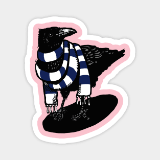 Big Dark Blue and White Scarfed Crow Magnet