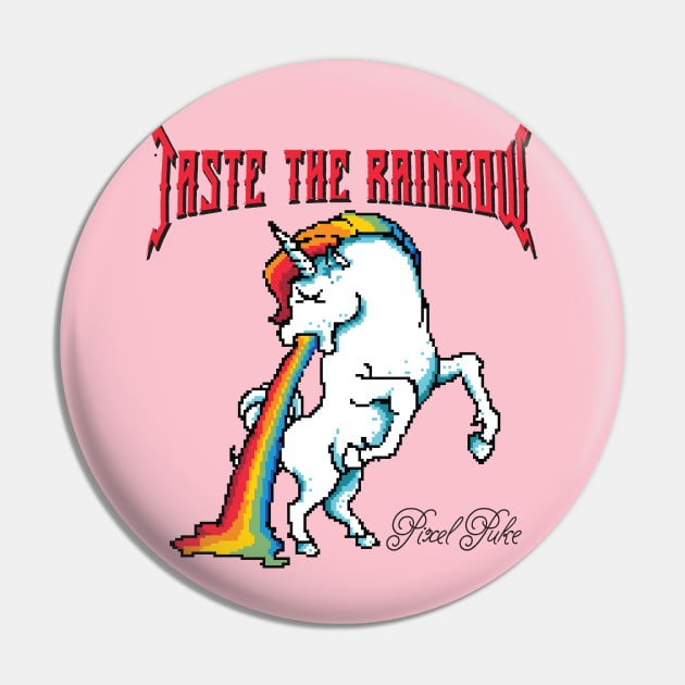 Taste The Rainbow Puking Unicorn Pin by Alema Art