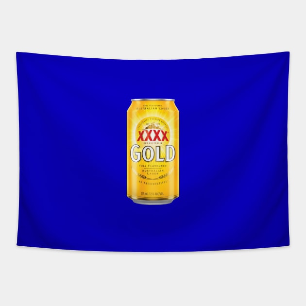 Gold Stubby Logo Beer Tapestry by langkas