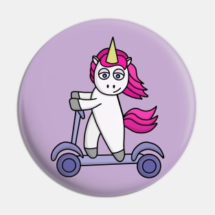 Unicorn riding a scooter Pin
