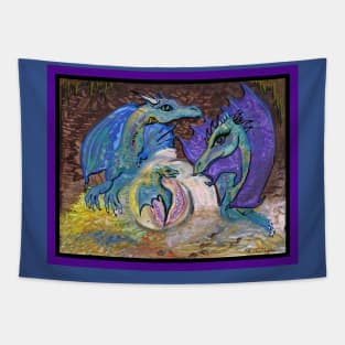 Dragon Reptile Llama Unicorn Red Monster Beast Yin Yang Blue Red Animals Beasts Monsters Dragons Tapestry