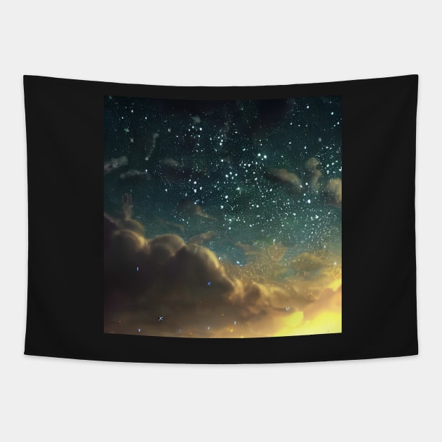 Starry Nightscape Tapestry by D3monic