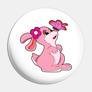 Rabbit with Flower & Butterfly Pin