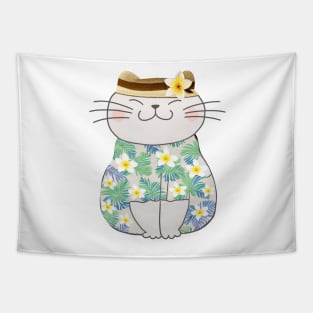 Cute Cat in Hawaiian Shirt Tapestry