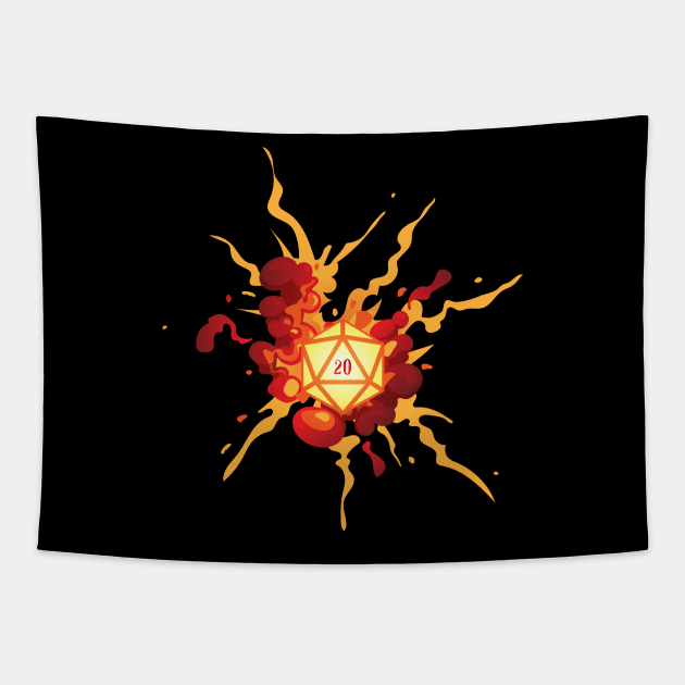 Critical Hit Exploding D20 Dice Tabletop RPG Tapestry by pixeptional