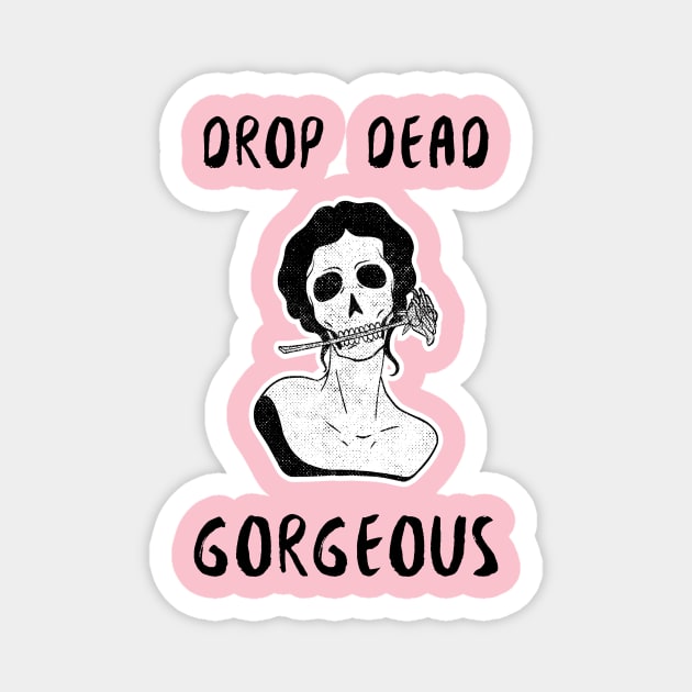 Drop Dead Gorgeous Zombie Skull Girl Rose Magnet by InkyArt