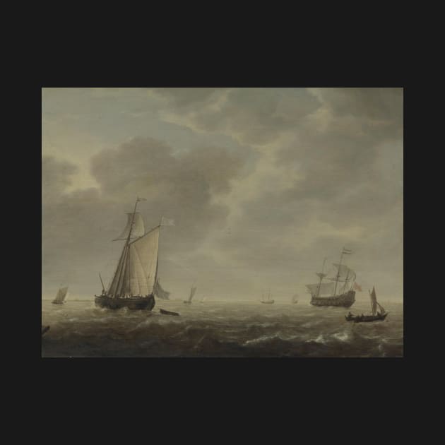 A Dutch Man-of-War and Various Vessels in a Breeze by Simon de Vlieger by Classic Art Stall