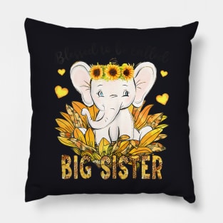 Blessed To Be Called Big Sister Elephant Sunflower Pillow