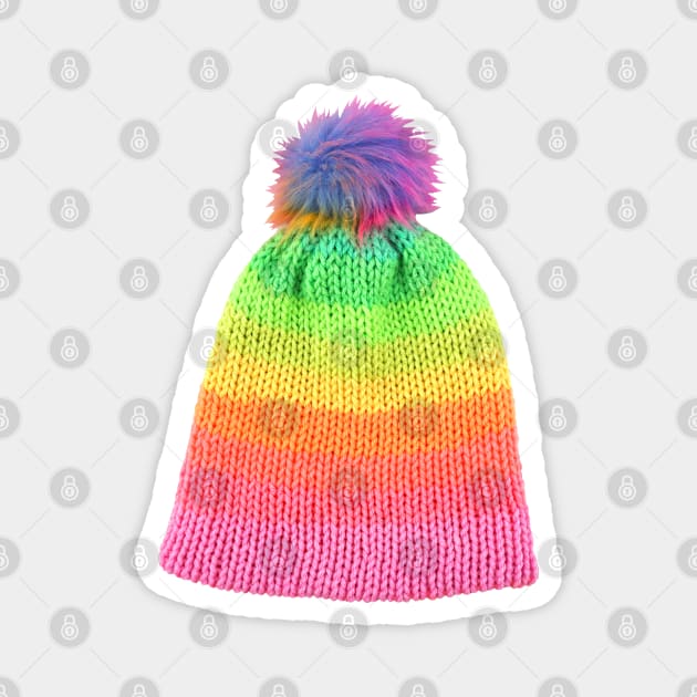 Rainbow Knit Hat Photo Magnet by bumblefuzzies