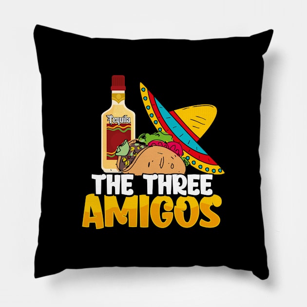 The Three Amigos  Cinco De Mayo Pillow by Caskara