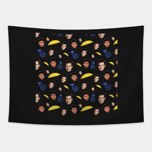 TED Mosby HIMYM (Yellow Umbrella and Trumpet) Tapestry by myyylla