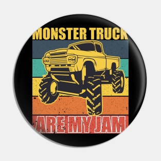 Retro Vintage Monster TruckS Are My Jam tees Pin